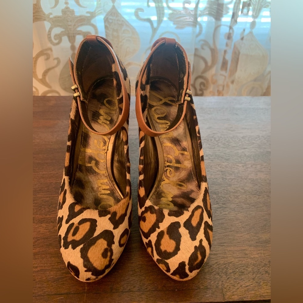 Sam Edelman Lyla Animal Print Fur Heels - Size 6.5